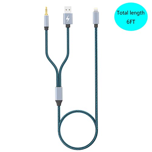 Lightning To 3.5Mm Aux Cord Audio Jack 2 In 1 Charging Audio Cable Works With Car Stereo Speaker Headphone Car Charger Iphone To 3.5Mm Stereo Aux Cable Compatible With Iphone 13 Pro/12/11/X/8/7(6 Ft) #TOP1