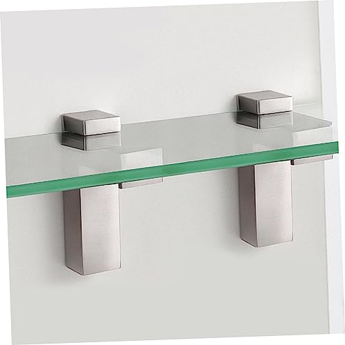 Support étagère verre pinces surface brossée angle meuble