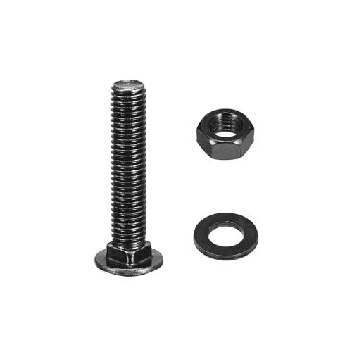 QUARKZMAN M10x50mm Vierkant Hals Schlossschrauben mit Muttern & Unterlegscheiben, 25Set 304 Edelstahl Rundkopf Vierkant Hals Coach Bolzenschrauben, Schwarz