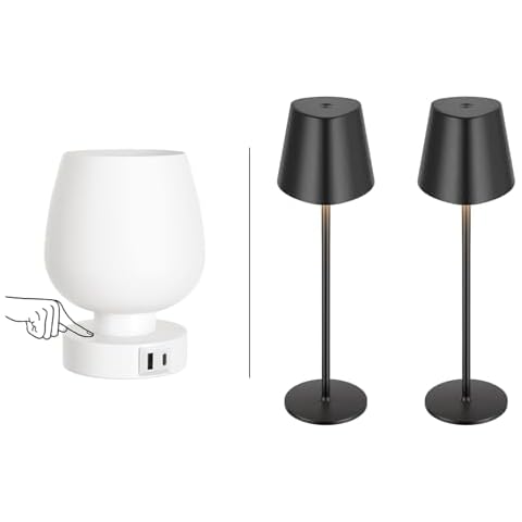 Kakanuo Small Touch Bedside Lamp with USB Ports, Cordless Lamps Rechargeable Lamps, Set of 5 Cover