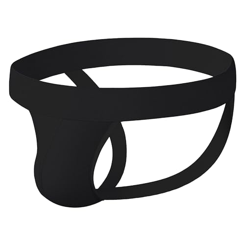 JEKE-DG Men's T-Back Thong Underwear Low Rise Bikini G-Strings Big Pouch Under Panties 1Pack/3Pack/5Pack (XX-Large,Black-1pc)