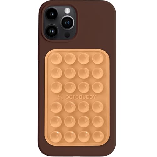 Image of OCTOBUDDY Classic MAX - Silicone Suction Phone Case Adhesive Mount - Hands-Free, Strong Grip Holder for Selfies and Videos - iPhone and Android Compatible - 2.6″ x 3.9″, Buttercream