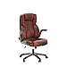 REFICCER Brown Leather Office Chair with Flip up Arms, High Back Ergonomic Executive Office Chairs with Wheels, 90-120° Rocking Office Desk Chair with Lumbar Support, Swivel Task Chairs