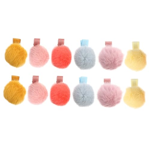 Veemoon 12 piezas Clips de Pelo Adorables con Bola de Peluche Suave para Niñas Horquillas de Bola Esponjosa Decoración de Cabello para Diario y Fiestas