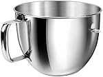 7QT Mixer Bowl for Kitchenaid Stand Mixers, Kitchen Aid Mixing Bowl for 7QT Lift Mixer with Handle, Food-Grade Stainless Steel Compatible with KSM70SKXXBK, Dishwasher Safe.
