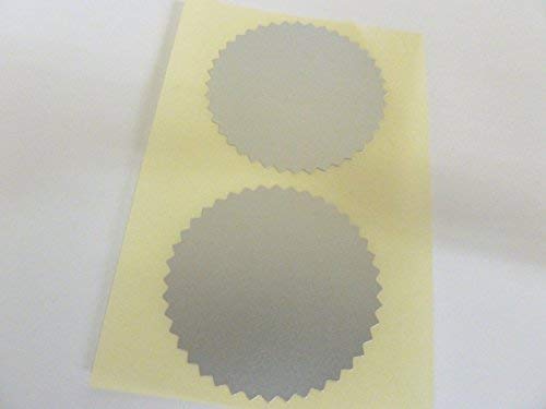 Roll of 1000 42mm Serrated Edge Certificate Wafer Company Seal Labels, Stickers for Embossing, Rewards & Awards (Matt Silver)