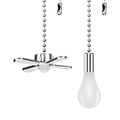 Image of Ceiling Fan Pull Chain,24Inch Extra Long with Decorative Frosted Glass Bulb and Fan Cord,Fit All Standard 3mm Diameter Ceiling Fans(Light Nickel)