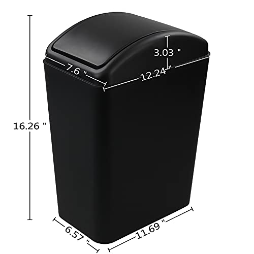 Image of Cand 1 Pack 4 Gallon Garbage Can, Plastic Trash Can with Swing Lid, 16 L (Black)