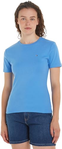 Tommy Hilfiger Camiseta de Manga Corta Mujer New Slim Cody Cuello Redondo, Azul (Blue Spell), XXS