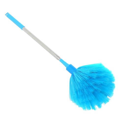 UKCOCO Limpiador de Techo con Mango Telescópico Cepillo de Cerdas Duras Reutilizable para Quitar Telarañas y Polvo Techos Altos Ventiladores Escoba Extensible para Rincones Color Azul