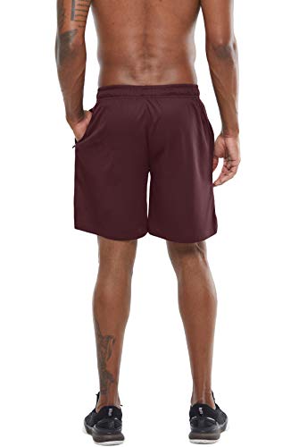 G Gradual Men's 7" Workout Running Shorts Quick Dry Lightweight Gym Shorts With Zip Pockets (Dark Red X-Large) #TOP4