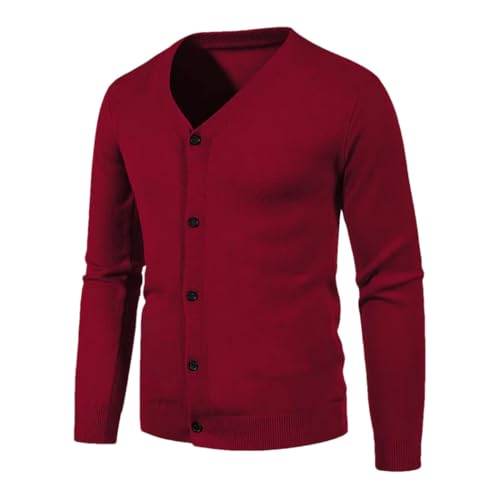 Men's V-Neck Button Sweater Slim Knit Cardigan Lightweight Top for Casual Outfits