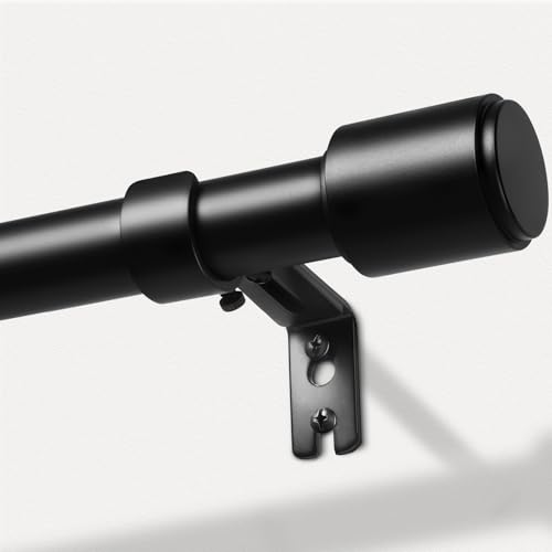 Houmiggle Curtain Rods for Windows 32 to 48, Black Curtain Rod, 1 Inch Heavy Duty Decorative Drapery Rods with Adjustable Length for Living Room, Bedroom, Outdoor/Indoor