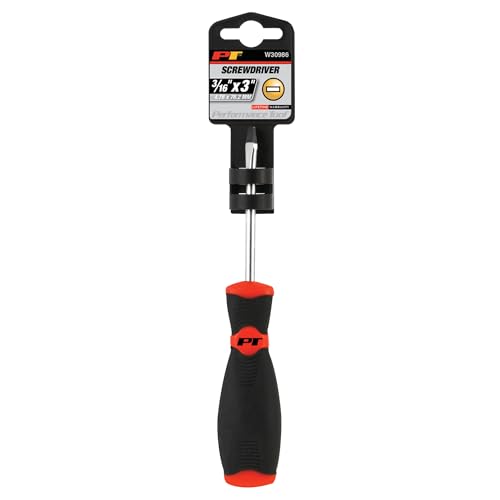 Image of Performance Tool W30986 Black & Red Slotted Screwdriver, 3 /16-Inch x 3-Inch