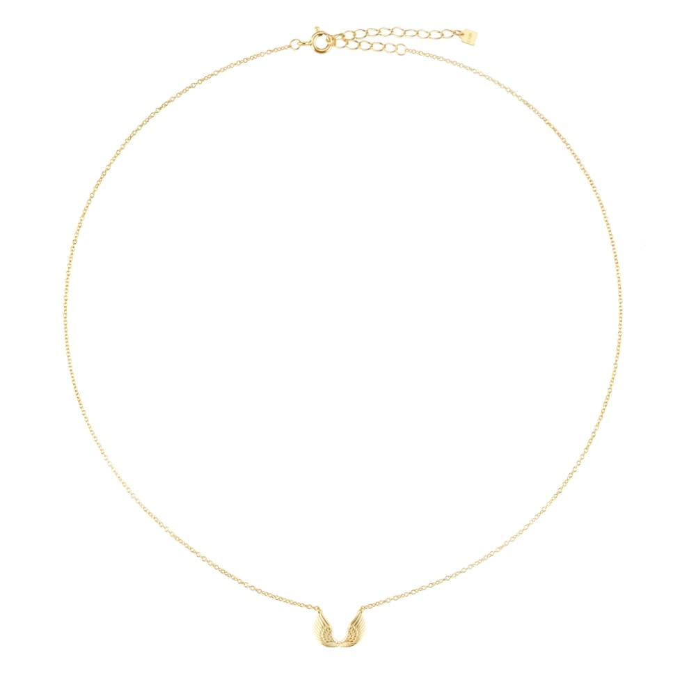 Necklace Collar Colgante Cadena Mujer Hombre Gargantilla De Cadena Larga con Colgante De Pluma De ala Dorada De Plata De Ley 925, Joyería De Lujo para Mujer, Accesorios para Mujer