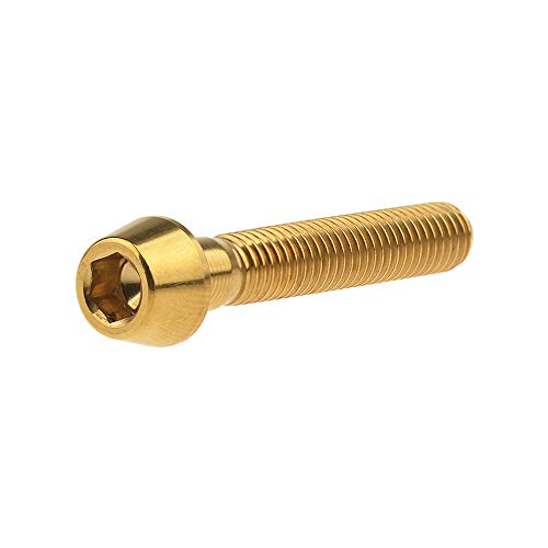 Image of Titanium Ti Bolt M5x9 16 18 20 25 30 35 40 45 50 55 60mm Tapered Head Screws Pack of 4 (M5x30mm, Gold)