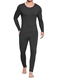 Ekouaer Men's Long Johns Thermal Underwear Comfy Soft Elastic Fabric Base Layer Set Cold Weather Warm Top and Bottom Deep Grey