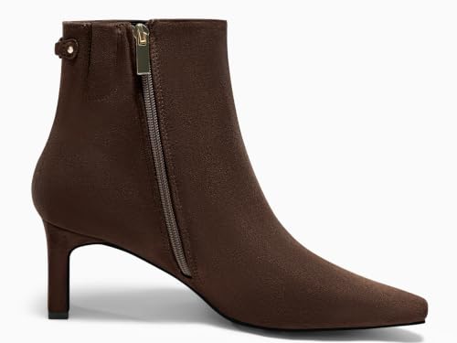 Image of Coutgo Womens Ankle Boots Chunky Heel Closed Toe Booties Side Zipper Winter Dress Shoes