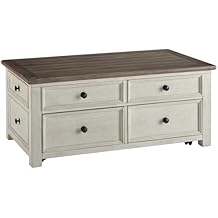 Signature Design by Ashley Bolanburg Lift-Top Coffee Table with Storage Two-Tone Rustic Farmhouse Cocktail Table &ndash; Brown/Wh