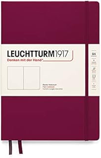 LEUCHTTURM1917 366162 Notebook Composition (B5), Hardcover, 219 Numbered Pages, Port Red, Plain