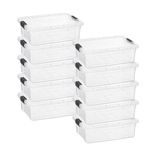Image of Superio 7.4 Quart Clear Plastic Storage Bin with Lid, Stackable Organizer Box, BPA-Free Storage Container for Home, Garage, School & Office, 10 Pack