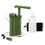 Ginkin Portable Water Filter Pump, 0.01 Micron Manual Survival Water Purifier for Camping Hiking Backpacking Emergency, Fast Flow Removes Harmful Substances & Sediment (k8188 Green)