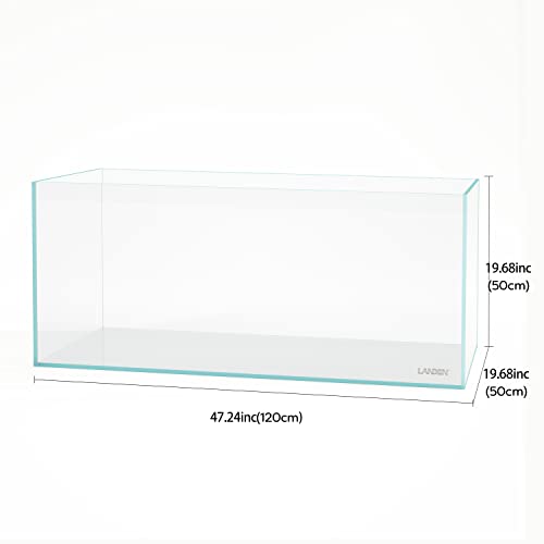 Image of Landen 120P 72.2 Gallon Rimless Low Iron Aquarium Fish Tank, W47.2 x D19.7 x H19.7 (120x50x50cm) 12mm Thickness with Black Nano Foam Leveling mat Included