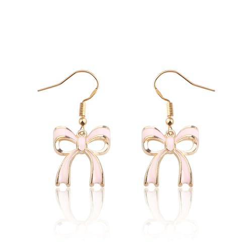 ENSIANTH Pink Bow Jewelry Coquette Gift Coquette Jewelry Bow Pink Pearl Earring Coquette Aesthetic Earring