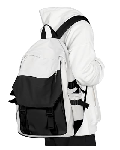 Image of coowoz School Bag Lightweight Casual Daypack College Laptop Backpack for Men Women Water Resistant Travel Rucksack for Sports High School Middle Bookbag for girls(Black white)
