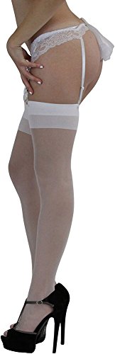Image of ToBeInStyle Women's Attached Garter Belt Suspender Nylon Stocking Pantyhose