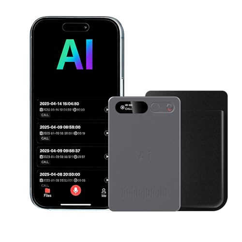 Gonikli Enregistreur Vocal Avec Boîtier Noir, Transcription et résumé alimentés par l'IA, Prise Charge de Plusieurs Langues, Contrôle par Application,...