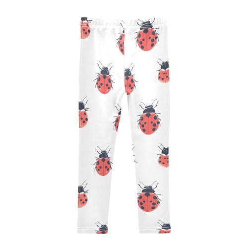 Girls Leggings Ladybugs Scarab White Soft Toddler Leggings for Girls Kids Pants Size 4T-10T2