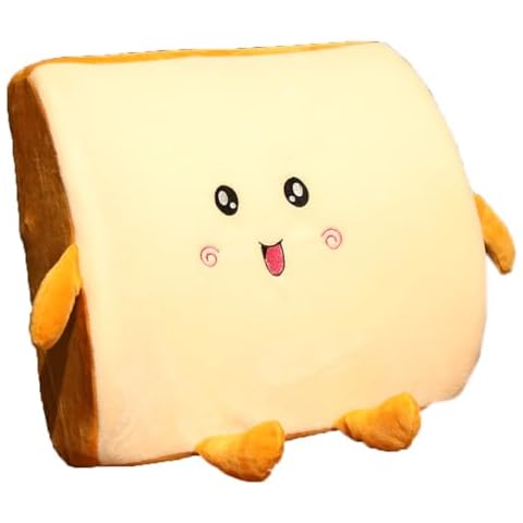 Tingting's Dream Cute Animals Lumbar Pillow Memory Foam Lumbar Back Waist Cushion Office Nap Lumbar Support Pillow (Cute Toast, 35×30CM/13.8"×11.8") Cover