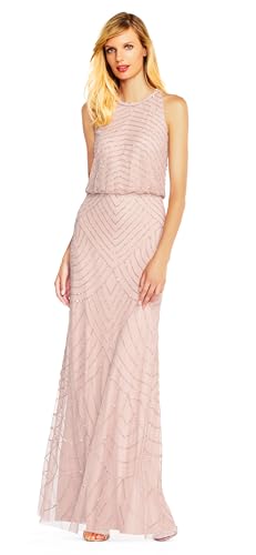 Image of Adrianna Papell Womens Halter Blouson Beaded Gown