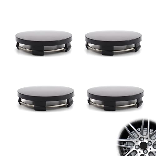 HERKINDNESS Nabendeckel 60mm 4 Stück Universal Radnabenkappen aus Hochwertiges ABS Schwarz Nabenabdeckung Kompatibel mit Den Meisten Felgen für Autos