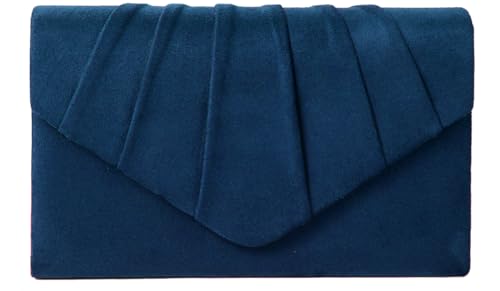 BBjinronjy Clutch Purses for Women Evening Clutch Bag Women's Evening Bag with Detachable Chain for Wedding Prom Faux Suede (Navy Blue-Suede)
