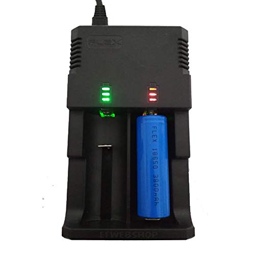 Carregador com 2 Baterias 18650 3,7v 3800mah Lanterna Tática e Cabo Micro USB FLEX FX C10