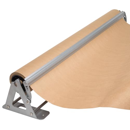 DIY Crew 36 Inch Paper Roll Dispenser and Cutter - Heavy-Duty Wall Mountable, Non Slip Tabletop - Kraft, Freezer, Butcher Paper - Up to 1000ft Rolls