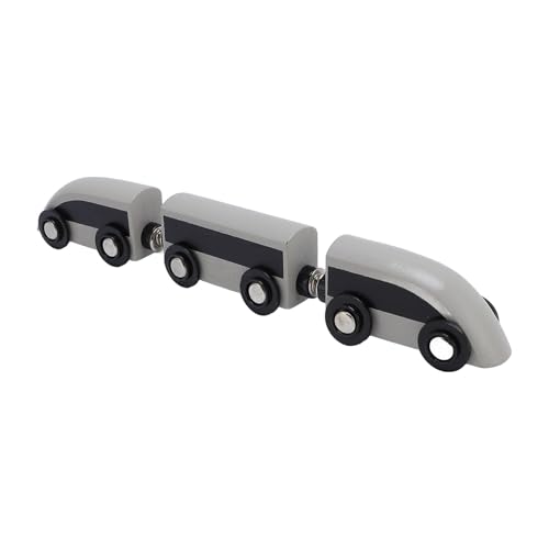 Vvikizy Juego de Tren de Madera para Niños, Escena de Juguete de Estilo Nórdico de 3 Secciones, Opción de Regalo Ideal para Niños
