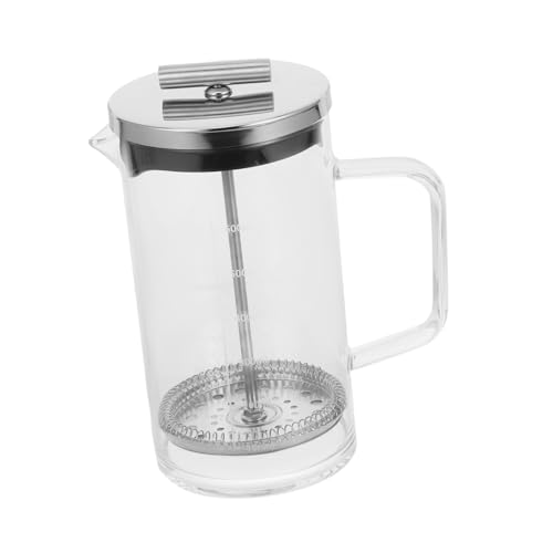 OFFSCH 1Pc Transparent Coffee Press with Scale Household Manual Coffee Maker Easy to Clean Filter Screen Teapot