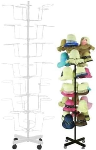 LOYALHEARTDY Soporte giratorio de 7 niveles para sombreros, 35 ganchos, soporte de exhibición independiente para sombreros, soporte de exhibición