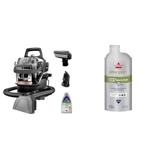 Image of BISSELL Little Green HydroSteam Multi-Purpose Portable Carpet and Upholstery Cleaner + BISSELL Little Green Pro Oxy Spot & Stain Super Concentrate for Portable Deep Cleaners