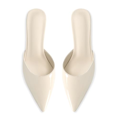 Image of ZJGZF Mesh Kitten Heels Mules for Women Closed Pointed Toe Slip on Backless Stiletto Slingback Low Heels Comfort Pumps Shoes