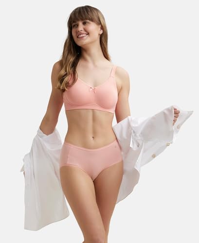 Jockey FE41 Women's Everyday Bra | Wirefree | Non Padded | Full Coverage | Concealed Shaper Panel | Super Combed Cotton Elastane Fabric