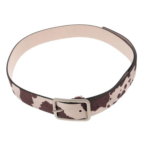 Adjustable Cowgirl Belt for Women Fashionable Black and White Cow Print PU Leather Waistband Western Style Belt for Jeans and Casual Pants Animal Pattern Accessory
