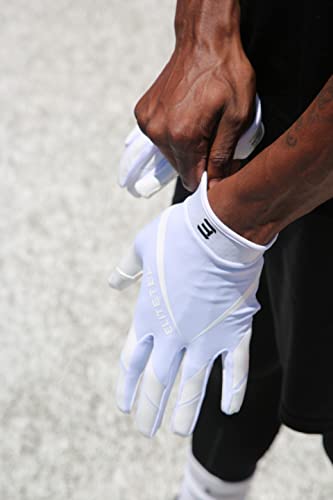 Elitetek Kids Rg-14 Super Tight Fitting Football Gloves - Youth Sizes - Easy Slip On Design No Wrist Strap (White, Youth M) #TOP3