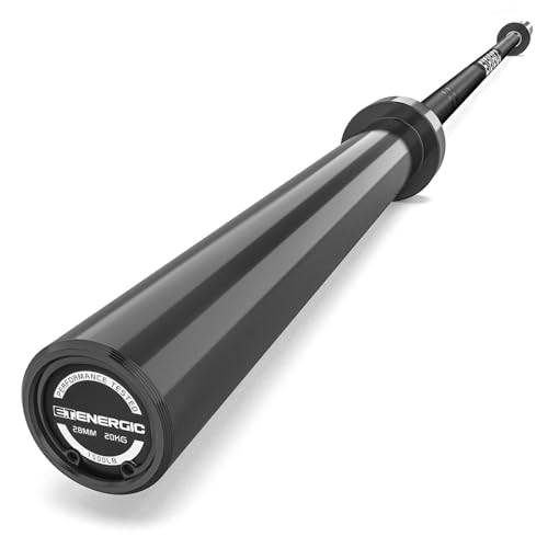 E.T.ENERGIC 7ft Olympic Barbell 1500lb Capacity Black