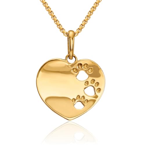 IceCarats 14K Solid Yellow Gold Heart Love Pawprints Necklace Chain Pendant Charm