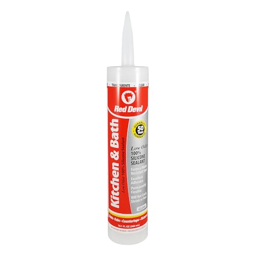 Image of Red Devil 0887 Kitchen & Bath Low Odor Silicone Sealant, 10.1 Oz, Clear, Pack of 1