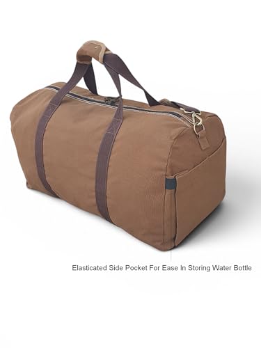 Image of The House of Tara Canvas Travel Duffle Bag | 53 litres | Sports Duffel | Gym Bags | for Men and Women | Waterproof | Detachable Broad Strap | Airline Carry-On Luggage | Oversize (Khaki Brown)